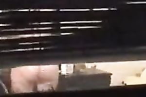 Watching the neighboring floozy receives undressed and exposing her zeppelins and her booty