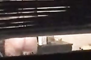 Watching the neighboring floozy receives undressed and exposing her zeppelins and her booty