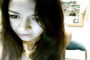 Outstanding masturbation movie with a merry-boobed legal age teenager