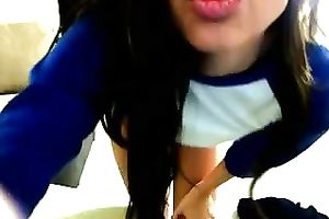 Nice-Looking Oriental legal age teenager babe takes off her panties on web camera