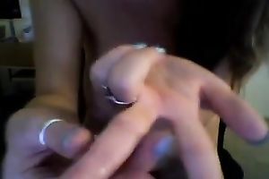 Bawdy white sexy lustful wife on web camera disrobes and masturbates