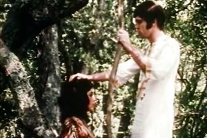 Raven haired dumpy tramp sucks long bonker outdoors