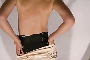 My beautiful white wench shows off her big rounded gazoo in her tight suit
