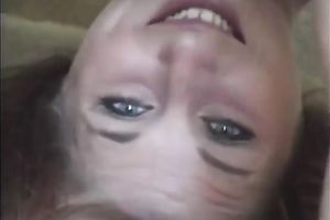 Breasty indecent redhead honey gets mouth poked right on stairs