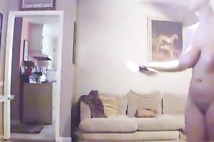 My breasty sweetie exercises absolutely nude with a Wii