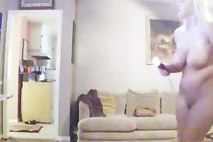 My breasty sweetie exercises absolutely nude with a Wii