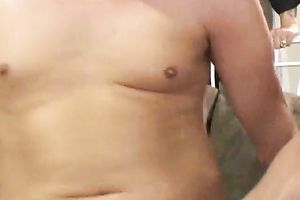 Fake-boobed redhead acquires her ass and slit gangbanged remarcably well