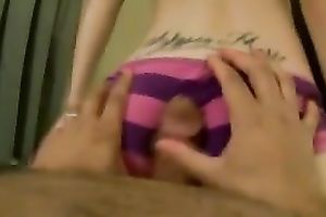 Pale skin lewd legal age teenager lapdances on the palpitating dick of her boyfriend