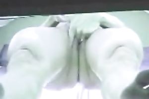 Spying on my lewd client masturbating in a solarium