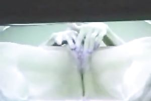 Spying on my lewd client masturbating in a solarium