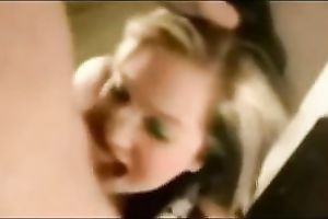 Sweet golden-haired college hotwife loves to be facefucked on her knees