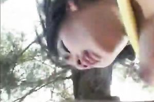 Dark-haired nympho acquires her trimmed pussy screwed from behind