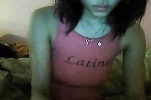 My hawt Latina girlfriend presents her pinkish wet crack in front of a web camera