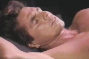 A golden-haired and a brunette hair share a pecker in awesome retro FFM movie scene