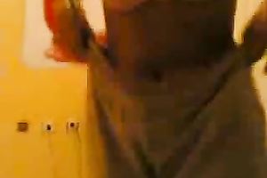 My hot girlfriend wearing red straps goes wild on a web camera