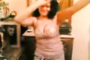 Sensual brunette hair woman dances sexily in homemade solo video