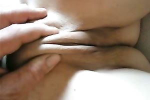 My chunky older white bitch allows me to play with her mangos and shaved snatch