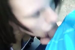 Just a white brunette girlfriend out of makeup blowing my cock