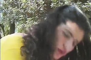 Classic lalin girl dark brown whore fucking on the picnic table
