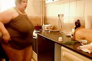 Smearing my large natural melons with jism in the kitchen