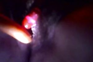 Fat and obscene Married slut in the black masturbating with a stick