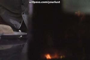 Alluring dark brown beauty screwed outdoors before a romantic date