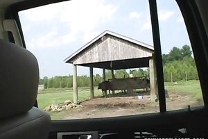 Lustful dilettante housewife gets her slit licked and fingered in a car