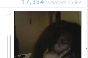 Ugly and overweight ebon woman fondles her stripped body and plays with her meatballs