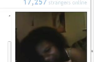 Ugly and overweight ebon woman fondles her stripped body and plays with her meatballs