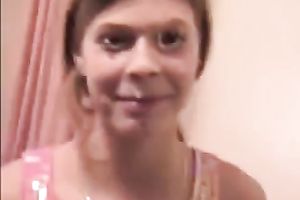 Fresh faced red-haired dilettante welcomes splatter of cum on her face