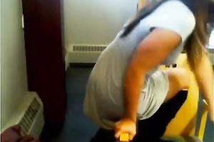 Curvy dark brown sweetie flashes her cunny in the public library
