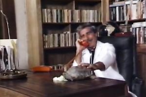 Retro playgirl receives her vagina group-fucked from behind in a library