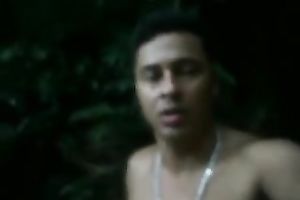 My bosomy brunette honey gets a facial ejaculation outdoors