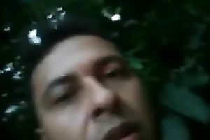 My bosomy brunette honey gets a facial ejaculation outdoors