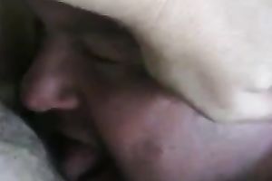 Hungry white hubby eats my bushy coochie on POV home tape