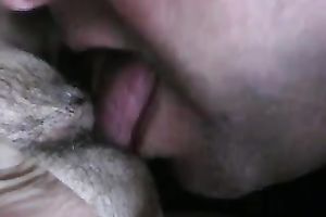 Hungry white hubby eats my bushy coochie on POV home tape