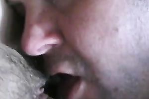 Hungry white hubby eats my bushy coochie on POV home tape
