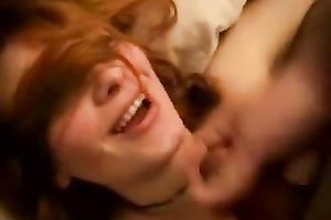 Lewd ginger girlfriend sucks my 10-Pounder hard and receives screwed