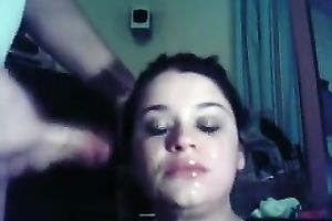 European dark brown legal age teenager doxy deepthroats my knob on cam