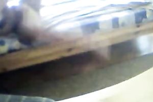 Busty and bootylicious chick walks around in her bedroom in her underclothing