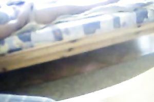 Busty and bootylicious chick walks around in her bedroom in her underclothing