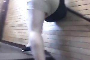 Round and candid booty walking up the stairs on spy webcam episode