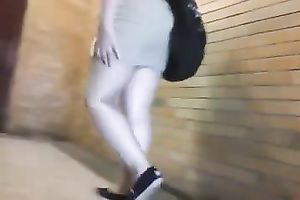 Round and candid booty walking up the stairs on spy webcam episode