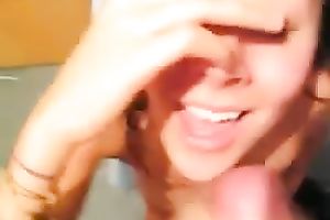 Skinny British legal age teenager desires me cum all over her face