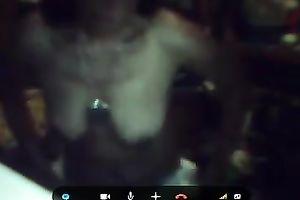 Ugly slim Filipina mama shows her flaccid meatballs for the webcam