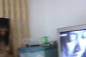 Check out horny Filipino brunette hair legal age teenager stripping on webcam
