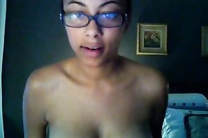 Demonstrating my nice-looking natural titties and bawdy cleft for the web camera