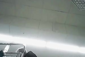 Lovely random chick wears slutty lace dark nylons beneath her suit