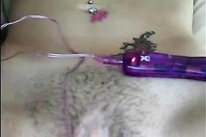 I tickle my love tunnel with my vibrating sex toy until I cum