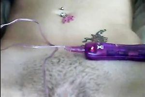 I tickle my love tunnel with my vibrating sex toy until I cum